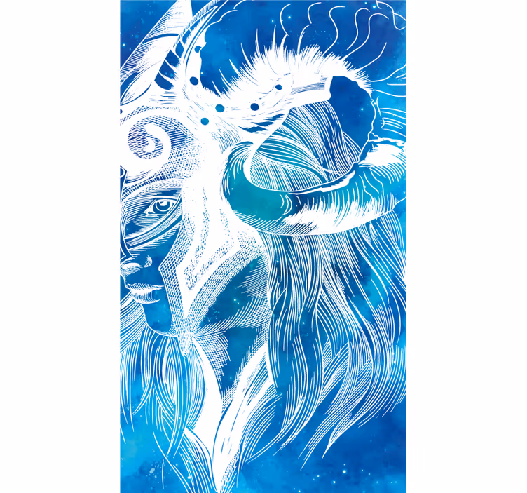 Mythical Caprine Illustration animal mat - TenStickers