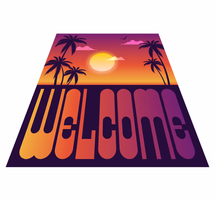 Tropical Sunset Welcome quote rug - TenStickers