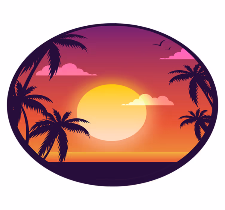Tropical Sunset Scenery nature rug - TenStickers