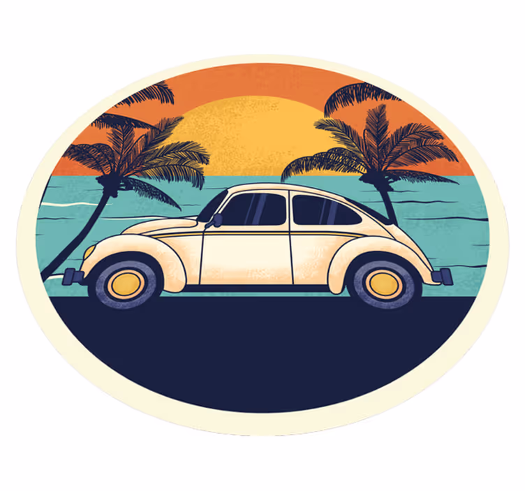 Retro Car Scenery vintage rug - TenStickers
