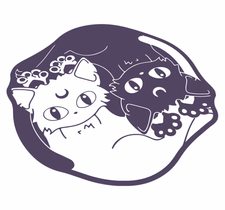 Anime Cat Yin Yang vinyl rug - TenStickers
