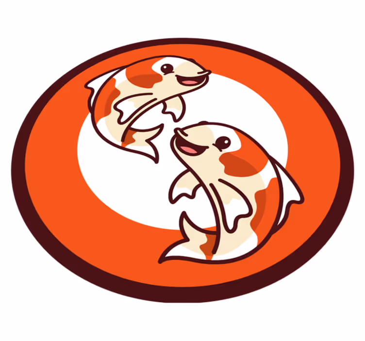 Playful Koi Circle animal mat - TenStickers