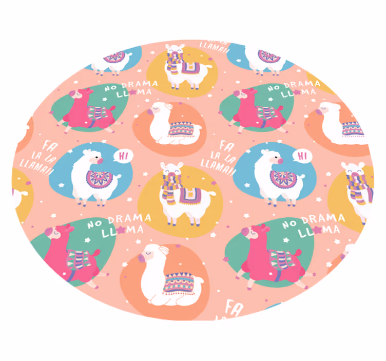 Lively Llama Circle kids rug - TenStickers