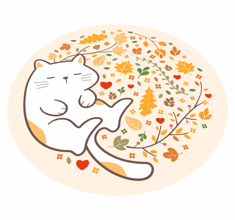 Autumn Cat Illustration kids rug - TenStickers