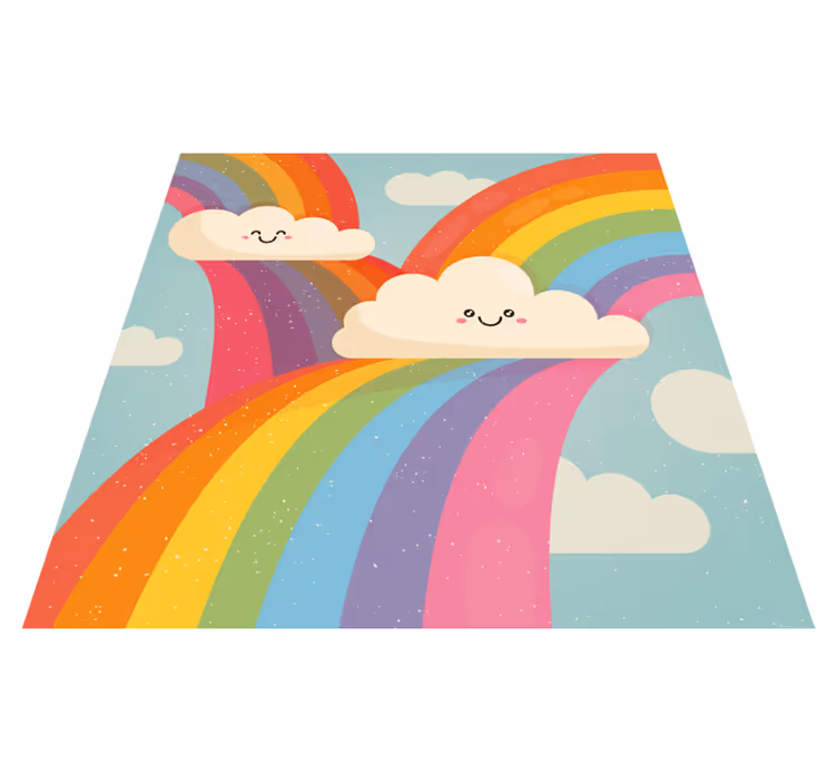 Rainbow in clouds kids vinyl rug - TenStickers