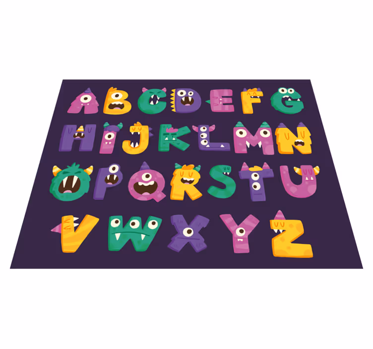 cartoon monster alphabet vinyl alphabet rug - TenStickers