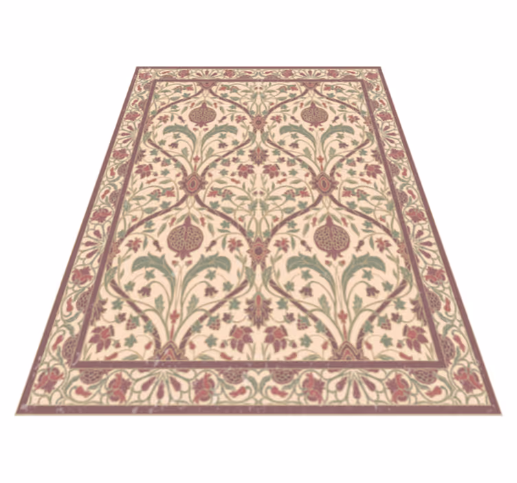 Ornate Floral Motif vintage rug - TenStickers