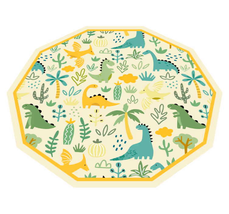 Dinosaur Hexagon kids rug - TenStickers