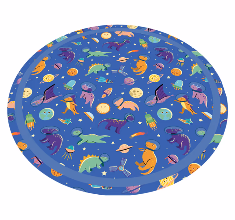 Space Dinosaur Round kids carpet - TenStickers