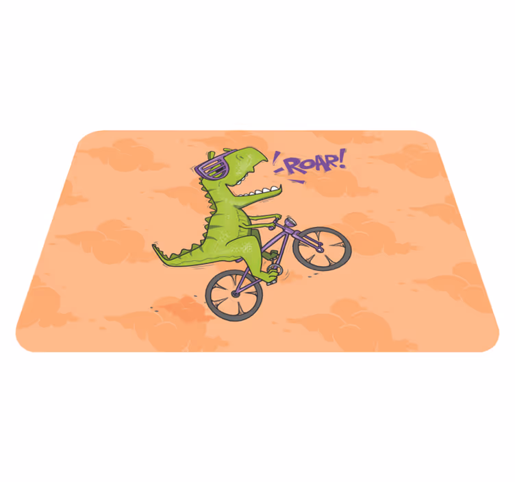 dinosaur on a bike animal rug - TenStickers