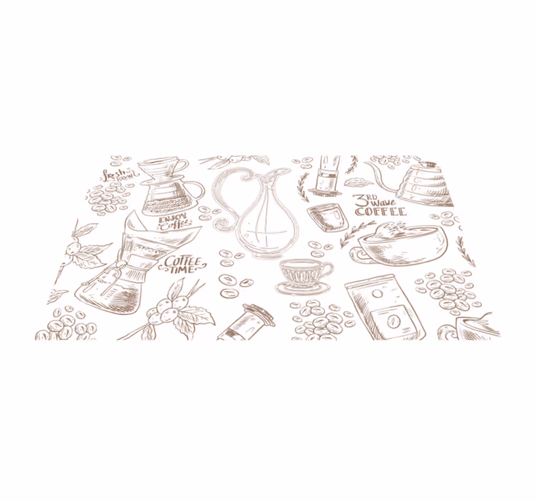 Coffee Sketches kitchen mat - TenStickers