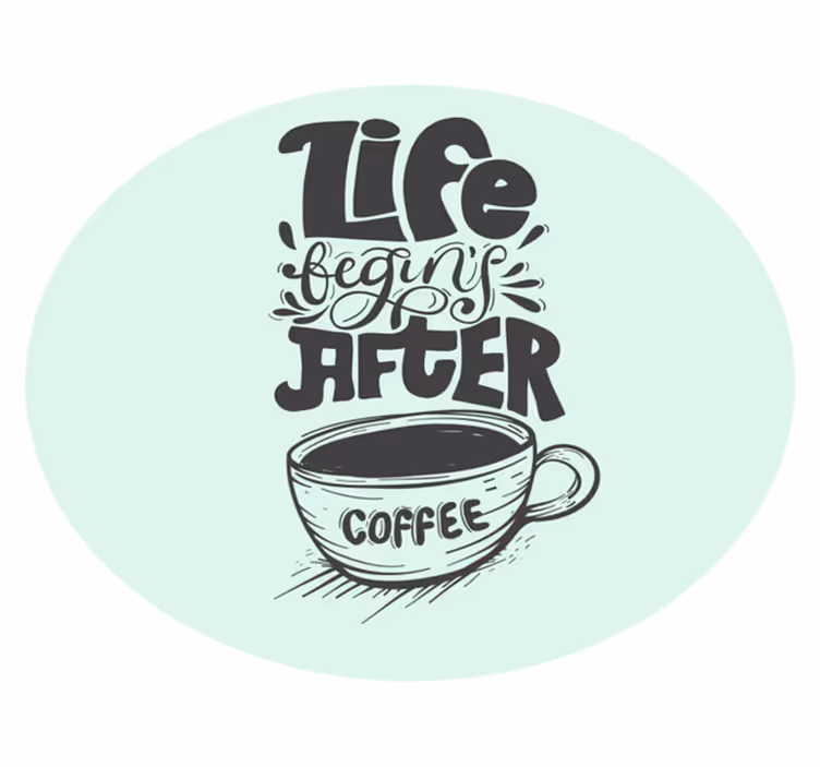 coffee cup silhouette with lettering modern rug - TenStickers