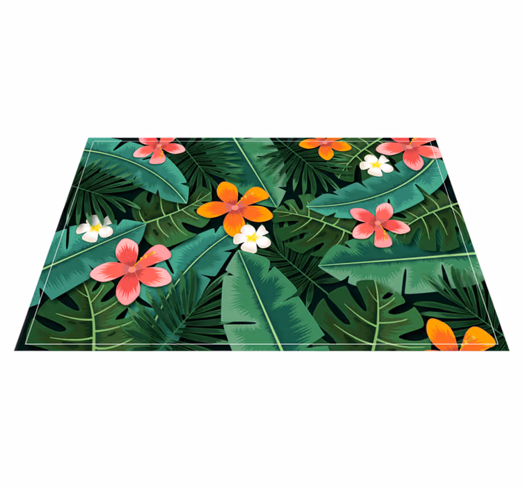 Jungle flowers and leaves floral rug - TenStickers