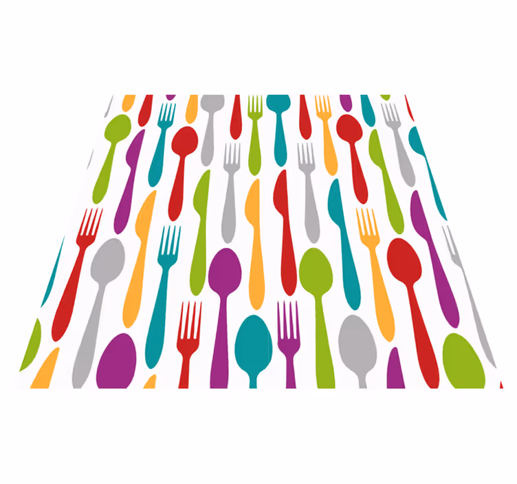 Colorful Cutlery Pattern kitchen mat - TenStickers