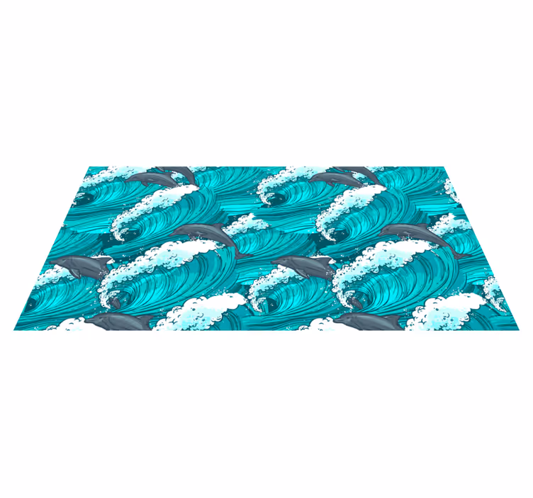 Dolphin Wave Motif animal mat - TenStickers