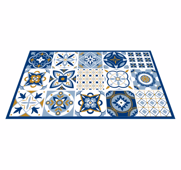 Blue Square tiles  kitchen mat - TenStickers
