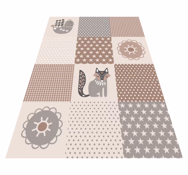 Nordic Animal Tile kids vinyl rug - TenStickers