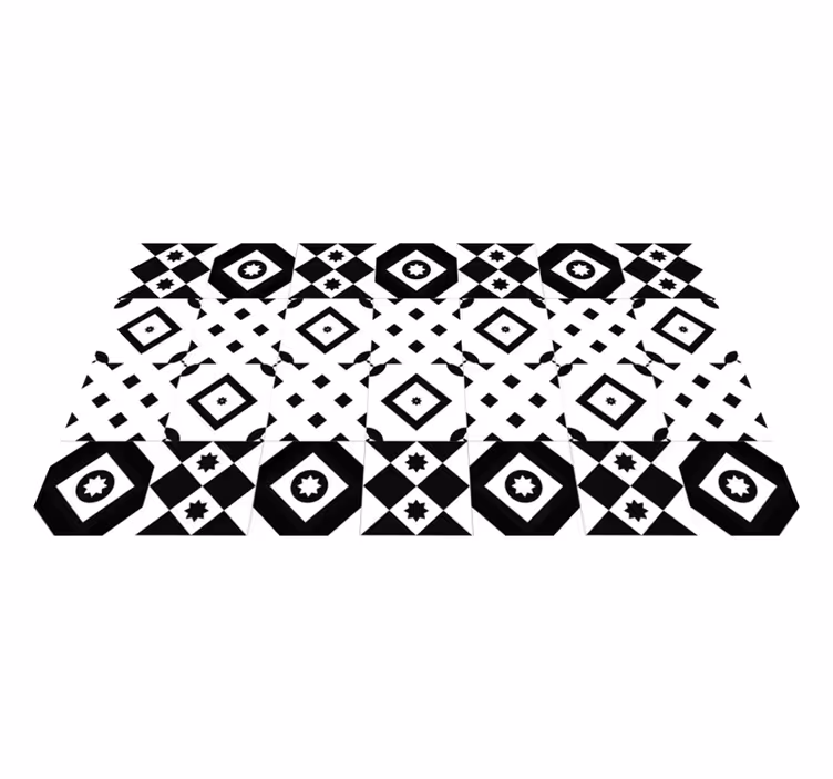Monochrome geometric shapes kitchen mat - TenStickers