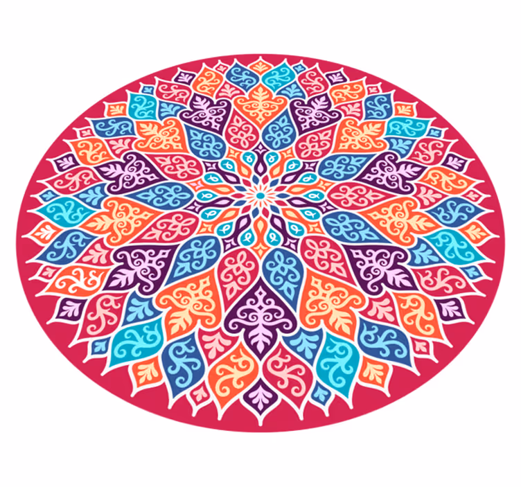 Colorful mandala motif mandala rug - TenStickers