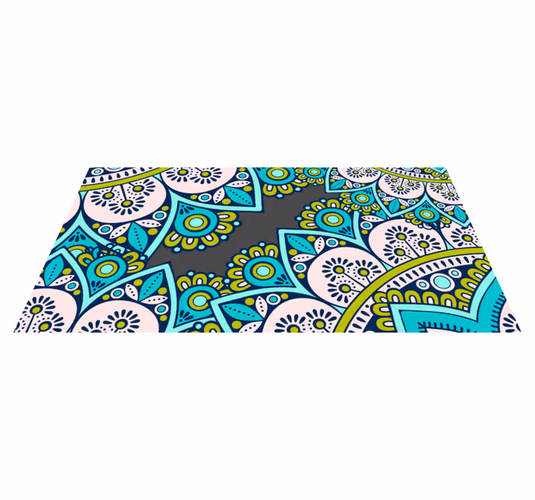 Blue and green mandala  vinyl rug - TenStickers