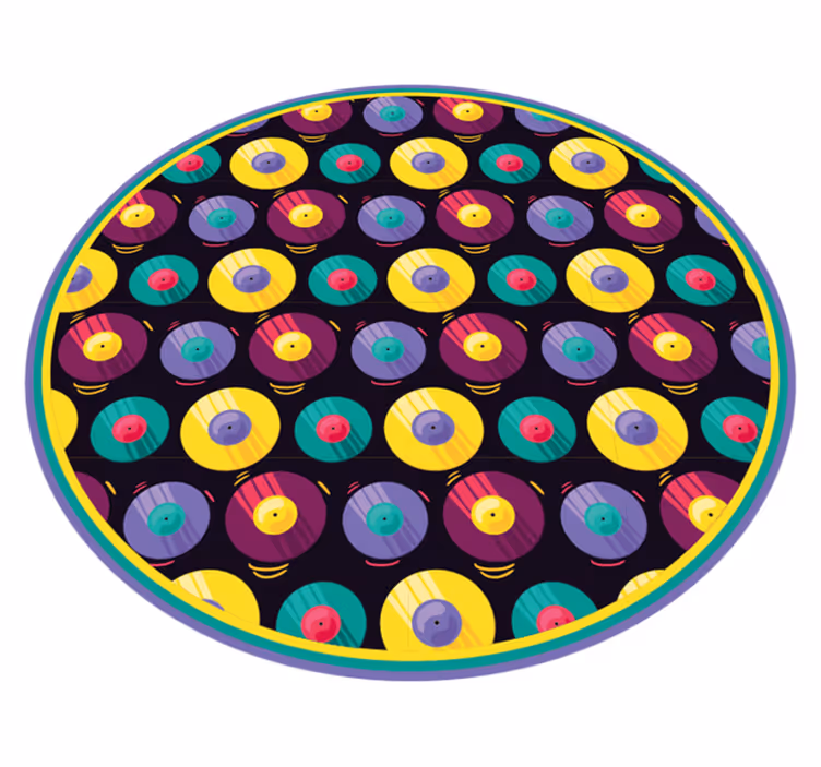 Retro Discs Composition game rug - TenStickers
