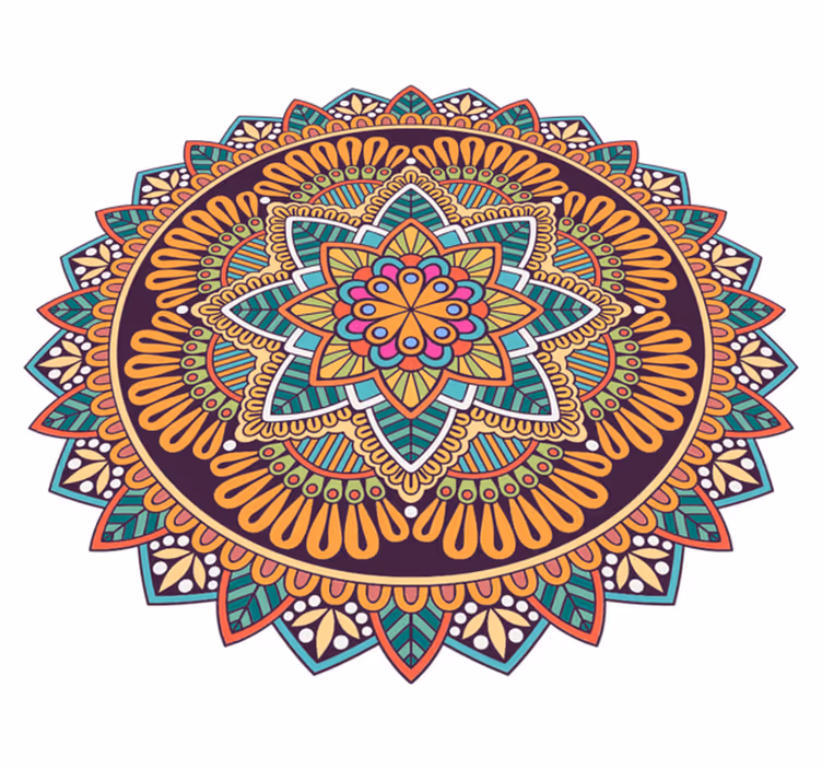 Vibrant mandala motif mandala rug - TenStickers