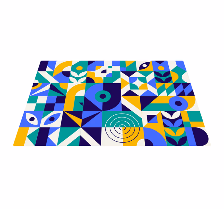 Geometric rug with bright geometric patterns - TenStickers