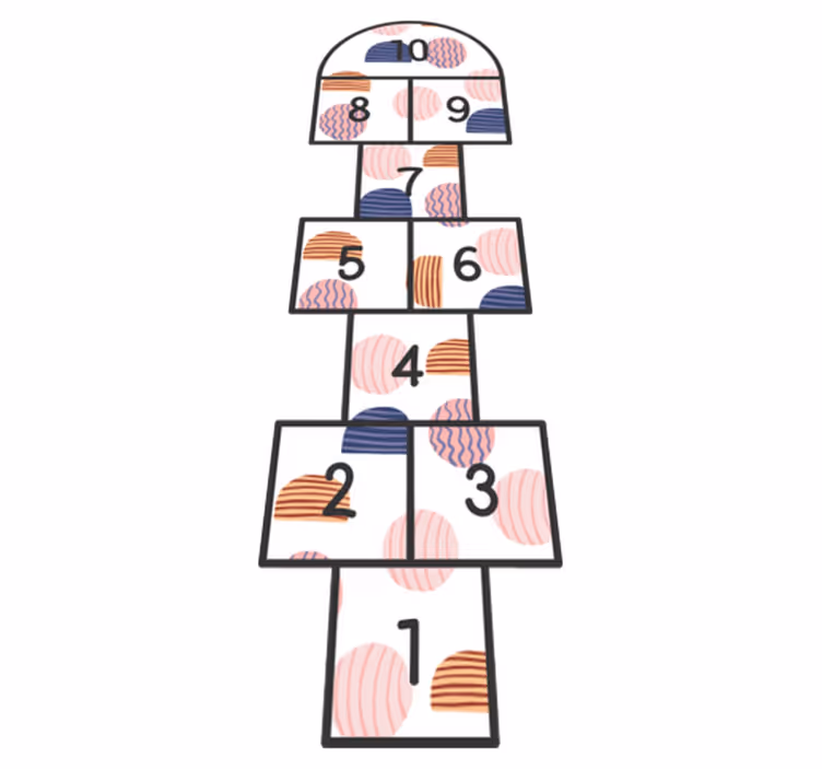 Circular Hopscotch game vinyl rug - TenStickers