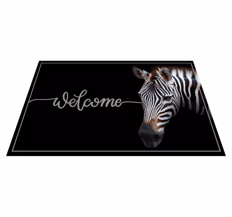 Zebra Welcome Graphic quote rug - TenStickers
