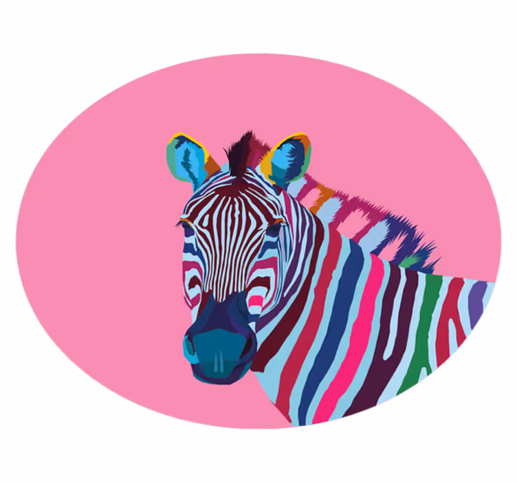 Colorful Zebra Portrait animal mat - TenStickers