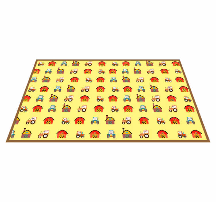 Tractor and farm house kids vinyl rug - TenStickers