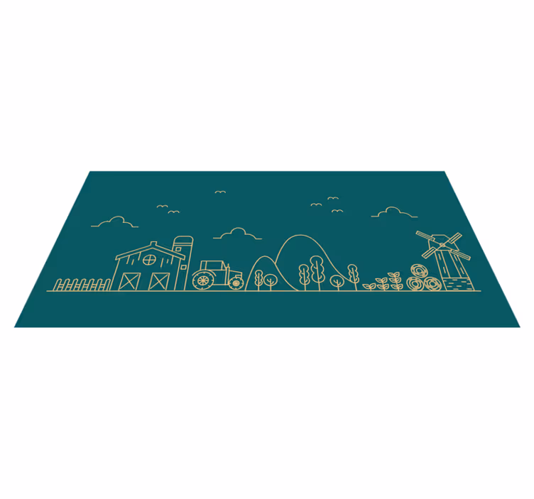 Cartoon tractor and farm objects animal rug - TenStickers