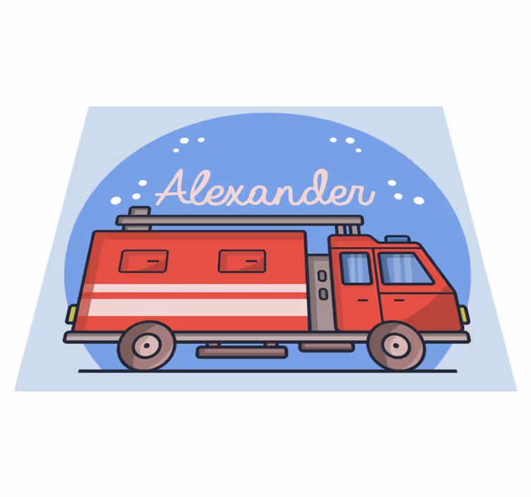 Personalised fire truck vinyl mat - TenStickers