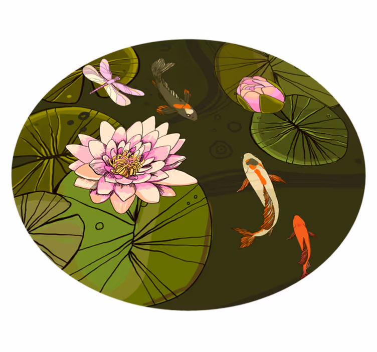 Pond Fauna Illustration floral rug - TenStickers