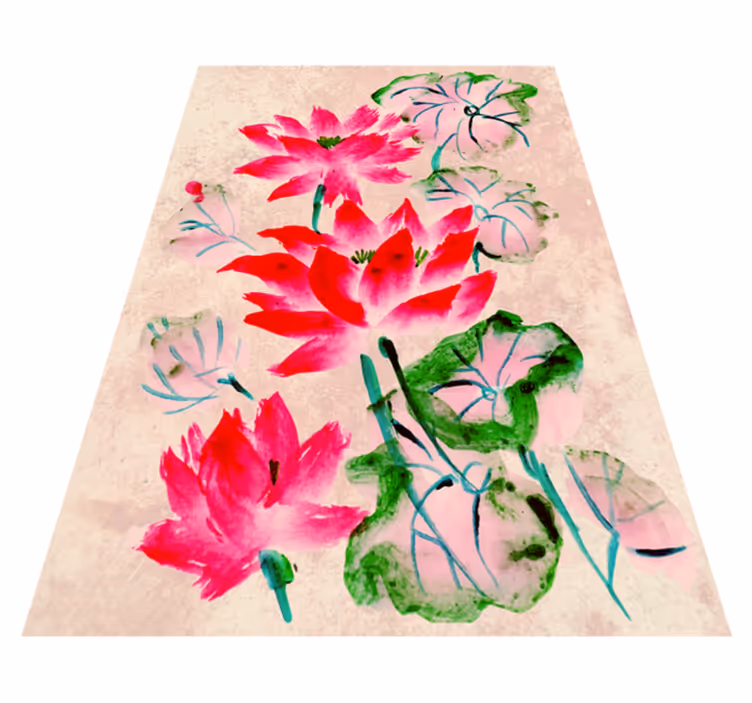Lotus watercolor floral vinyl rug - TenStickers