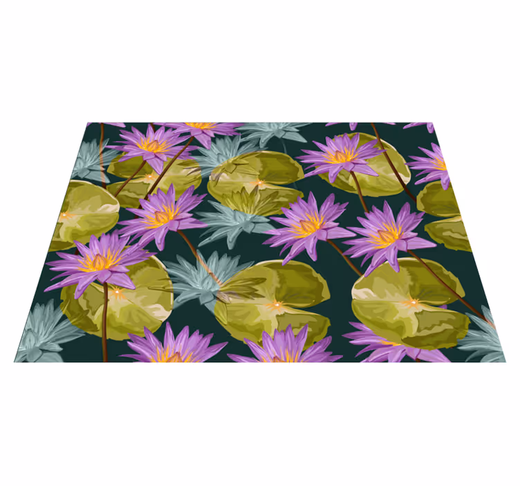 Botanical Waterlilies floral rug - TenStickers
