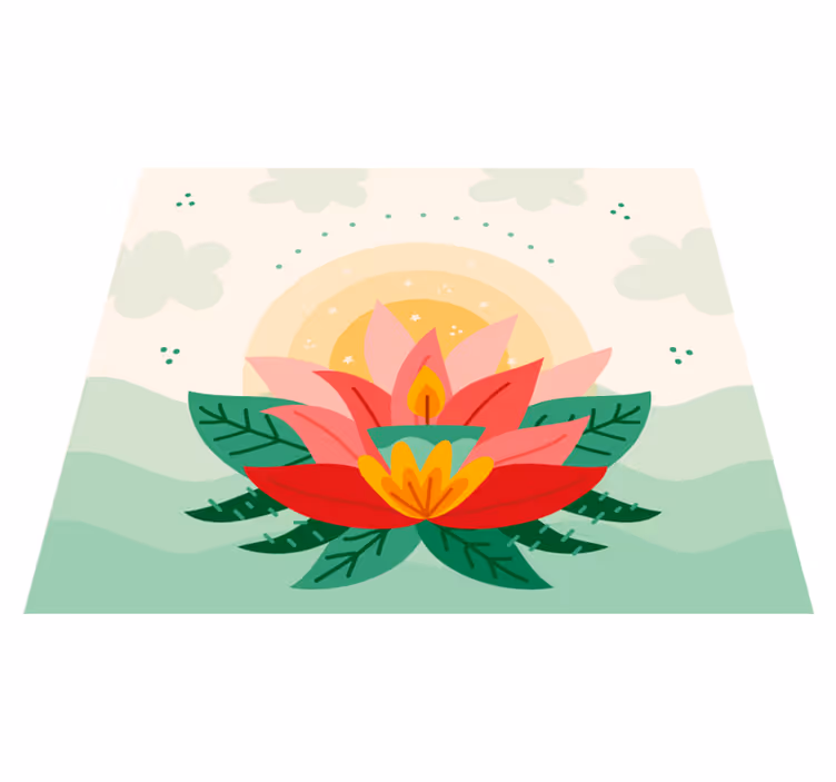 Lotus Blossom Illustration floral rug - TenStickers