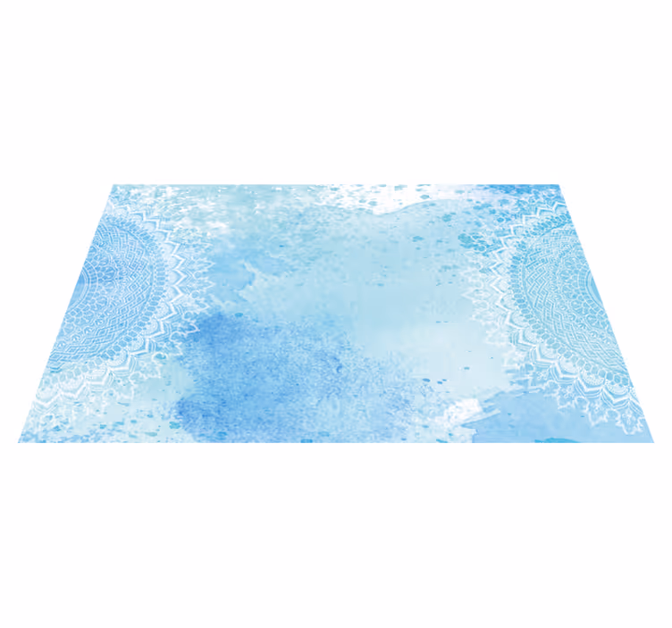 Blue watercolor mandala vinyl rug - TenStickers