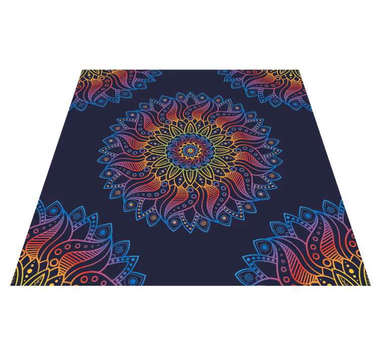 Colorful vibrant motif mandala rug - TenStickers