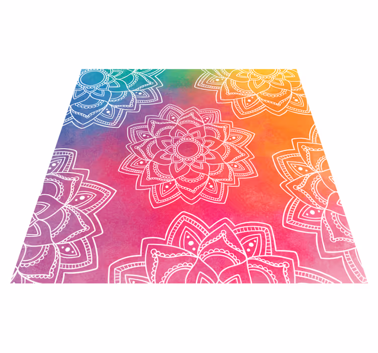 Rainbow colour background mandala vinyl rug - TenStickers