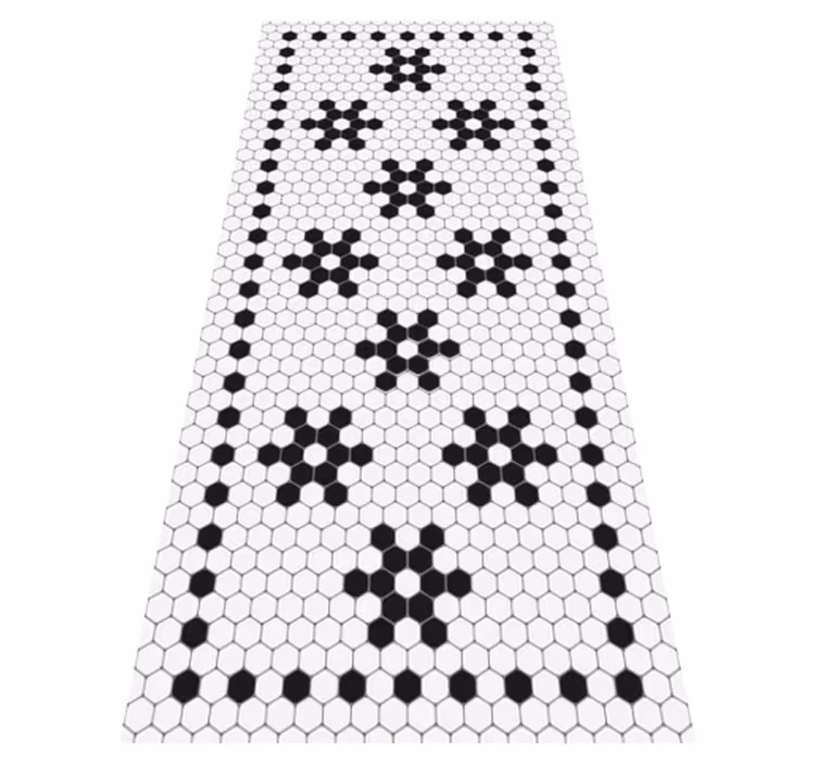 Black and white mosaic vinyl rug - TenStickers
