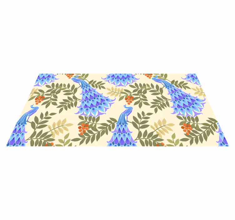 Floral rug with peacock design - TenStickers