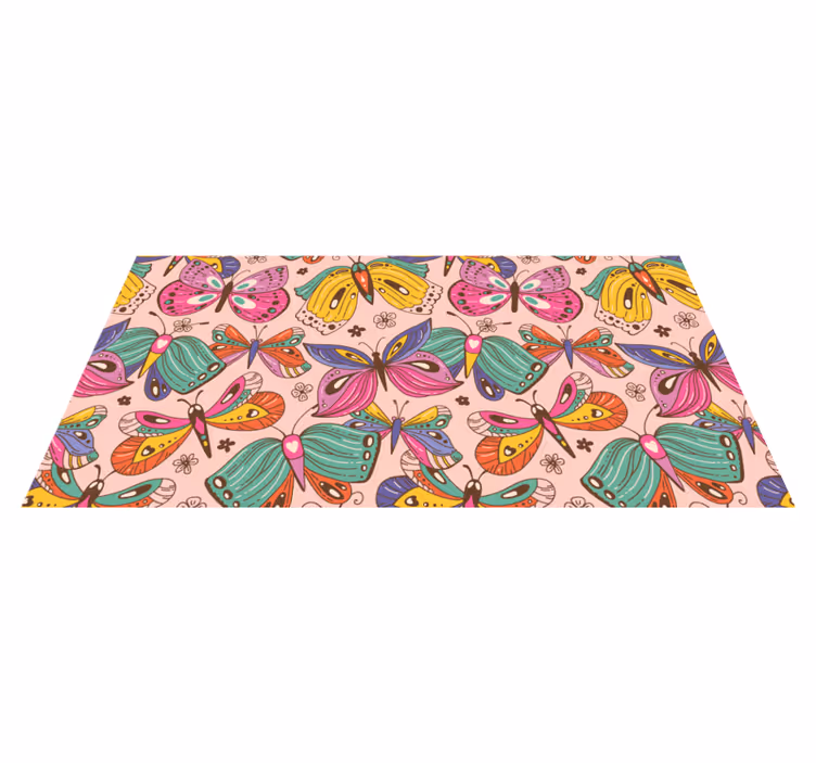 Colorful Butterfly Motif kids rug - TenStickers