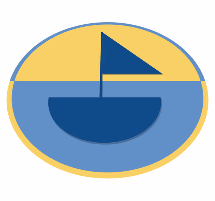 Geometric rug with sailboat pattern - TenStickers