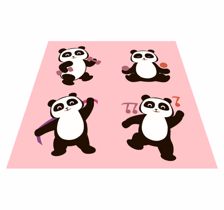 Panda Dance Motif kids carpet - TenStickers