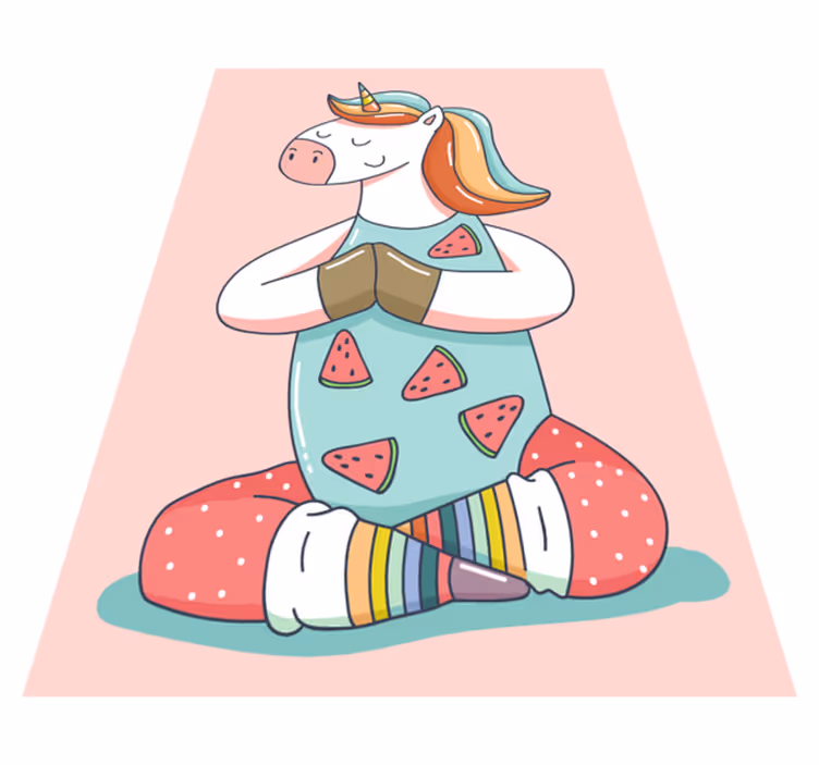 Meditating Unicorn kids rug - TenStickers
