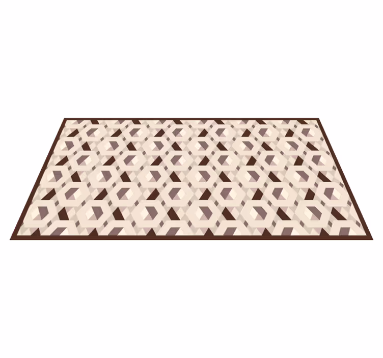 Beige hexagon pattern living room rug - TenStickers