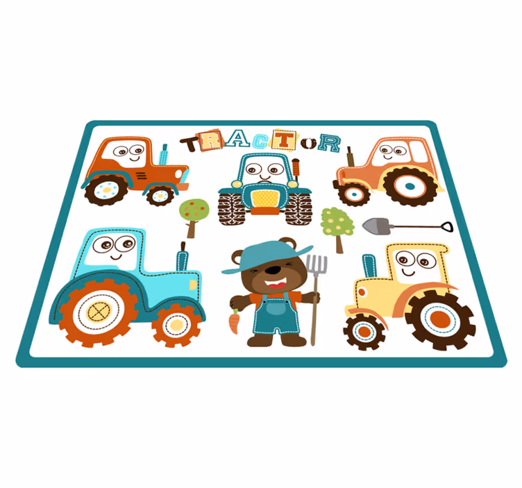 Animated Tractors kids carpet - TenStickers
