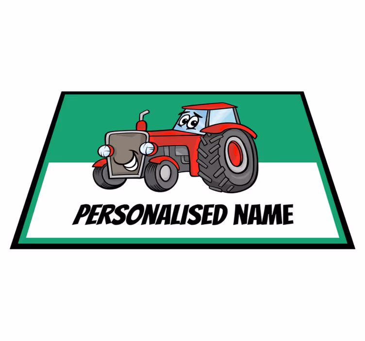 Personalised red tractor personalised mat - TenStickers
