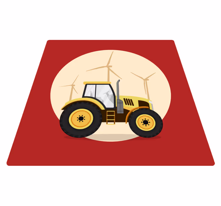 Yellow and Red Tractor kids vinyl rug - TenStickers